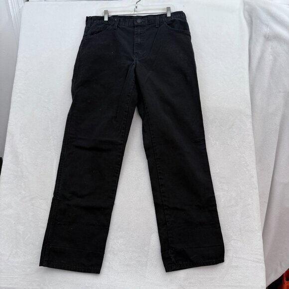 Dickies Pants Men 34x32 Black Canvas Carpenter Workwear Straight Leg - Picture 2 of 10
